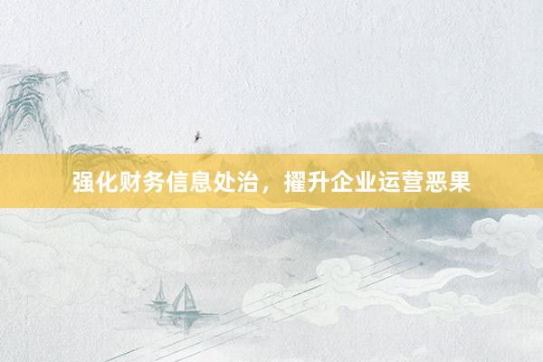 强化财务信息处治，擢升企业运营恶果