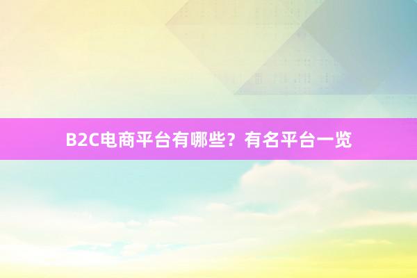B2C电商平台有哪些？有名平台一览